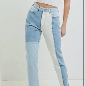 PACSUN ECO Hopper Patch Mom Jeans 26 Straight Leg Colorblock High Rise